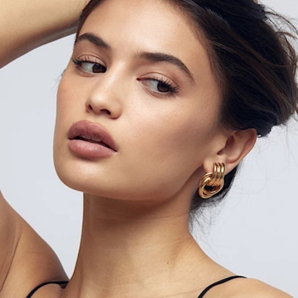 Anthropologie Gold Mini Knot Gold Earrings